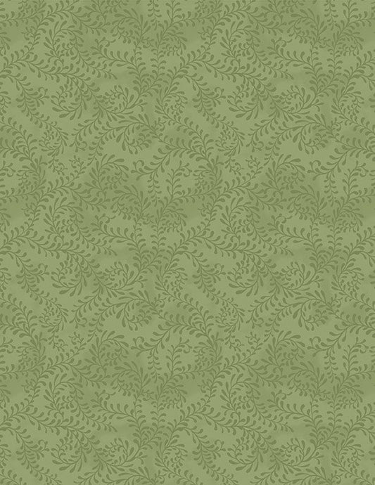 Tartan Holiday Swirling Leaves Green Wilmington Prints