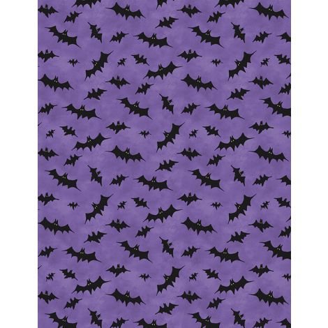The Boo Crew Bats Toss Purple by Susan Winget for Wilmington Prints