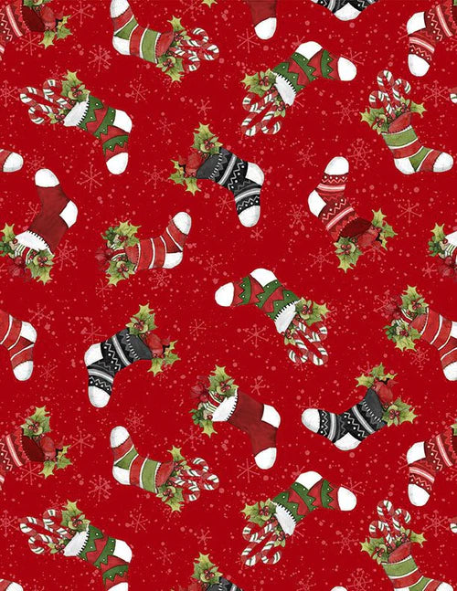 Baby It's Gnomes Out Stocking Toss Red By Wilmington Prints