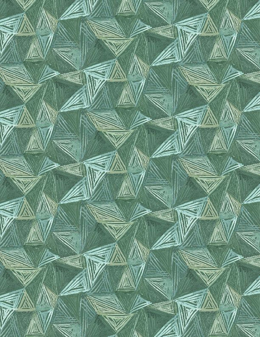 Floralscape Geometric Teal - Wilmington Prints