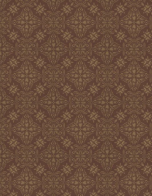 Floralscape Fancy Grid Brown - Wilmington Prints