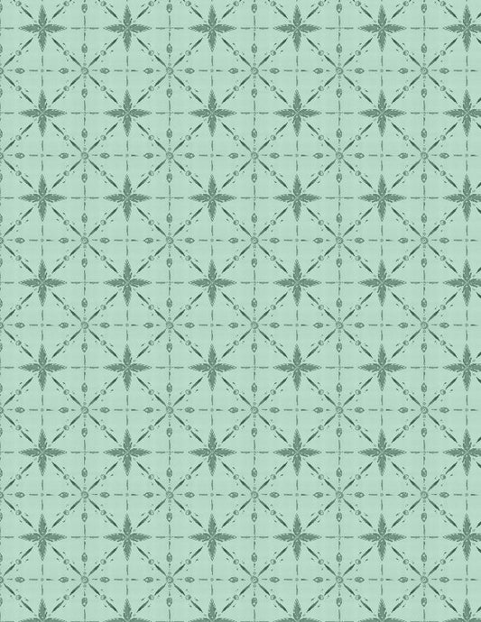 Floralscape Star Grid Teal - Wilmington Prints