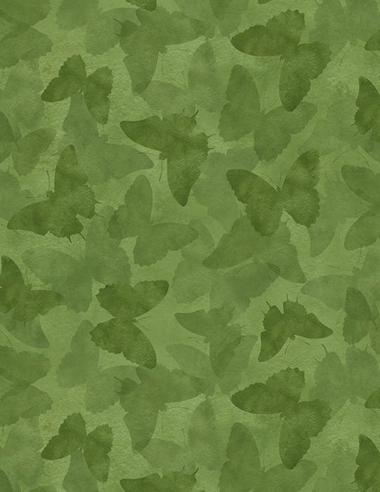 Daydream Garden: Tonal Butterflies Green - By: Wilmington Prints