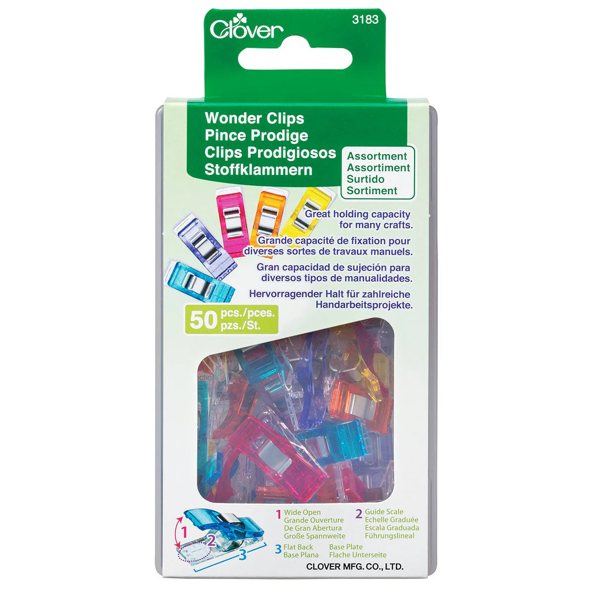 Clover Wonder Clips Assorted Colors 50 pc