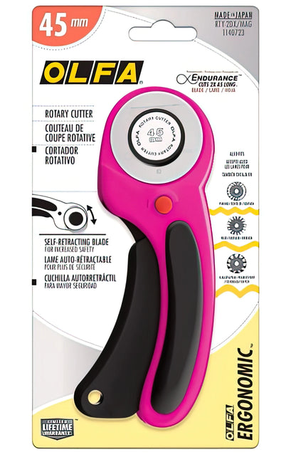 Olfa 45mm Ergonomic Rotary Cutter Magenta
