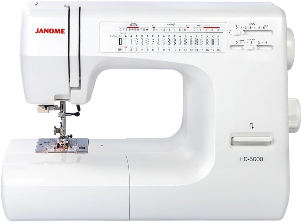 Janome HD5000 Heavy-Duty Mechanical Sewing Machine for Beginners White