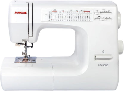 Janome HD5000 Heavy-Duty Mechanical Sewing Machine for Beginners White