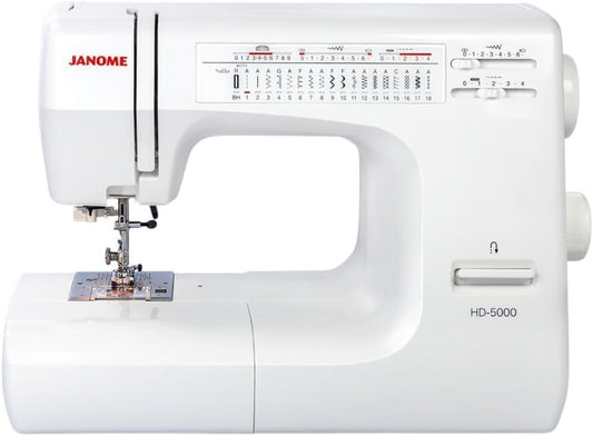 Janome HD5000 Heavy-Duty Mechanical Sewing Machine for Beginners White