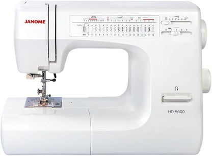 Janome HD5000 Heavy-Duty Mechanical Sewing Machine for Beginners White