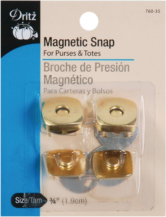 Dritz Magnetic Snaps, Size 3/4", Brass