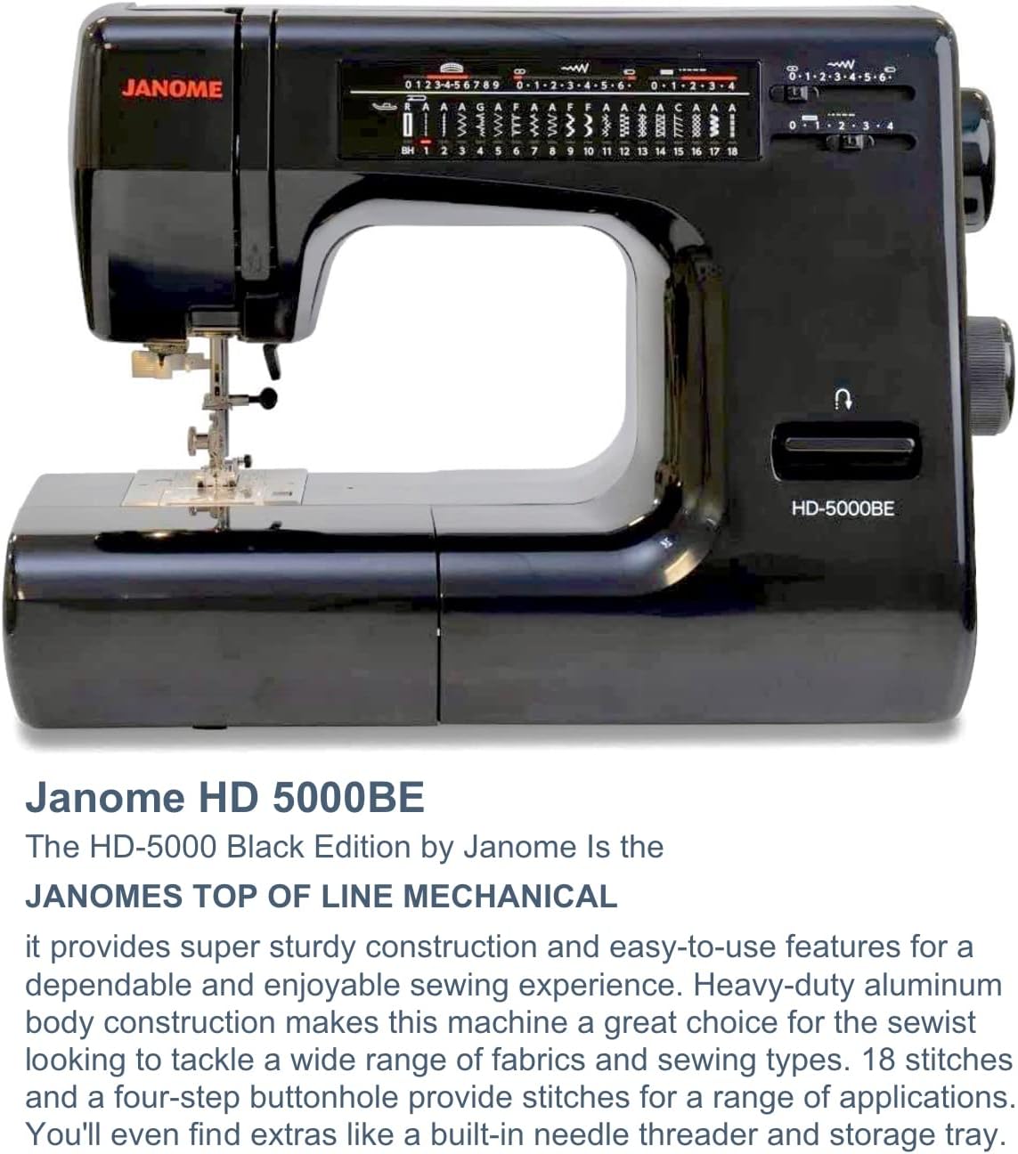 Janome HD-5000 Black Edition Heavy-Duty 18-Stitch Sewing Machine