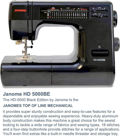 Janome HD-5000 Black Edition Heavy-Duty 18-Stitch Sewing Machine