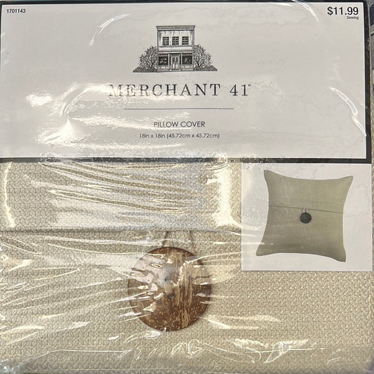 Merchant 41 - light green with brown button Pillow cover 18in x 18in