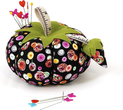 Dritz Tomato, 4", Black Button Print Pin Cushion