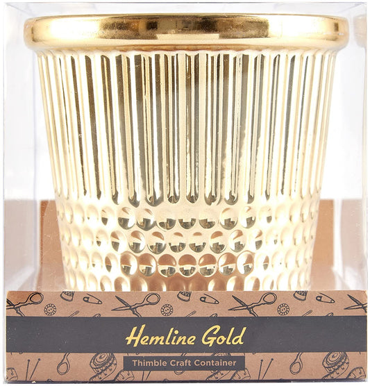 Hemline Gold Thimble Craft Container
