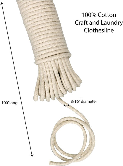 Cotton Clothesline 100ft - Household Essentials