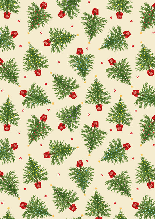 Oh Christmas tree on cream (with gold metallic) - Lewis & Irene