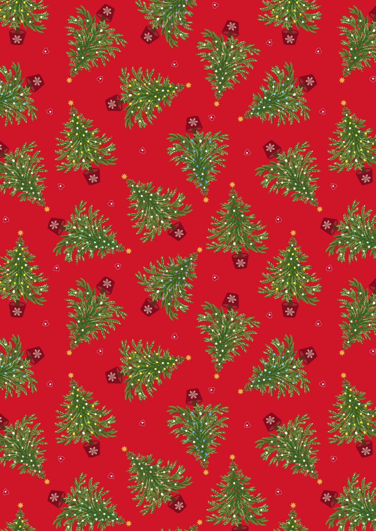Oh Christmas tree on red (with gold metallic) - Lewis & Irene