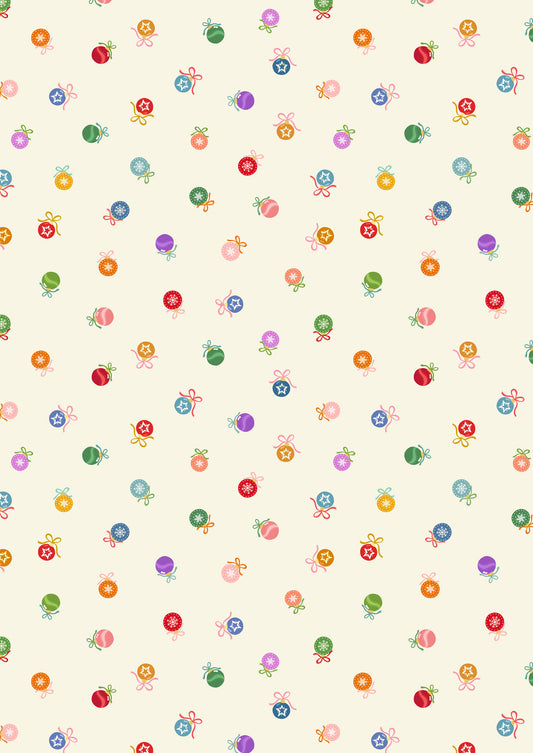 Baubles on cream (with gold metallic) - Lewis & Irene