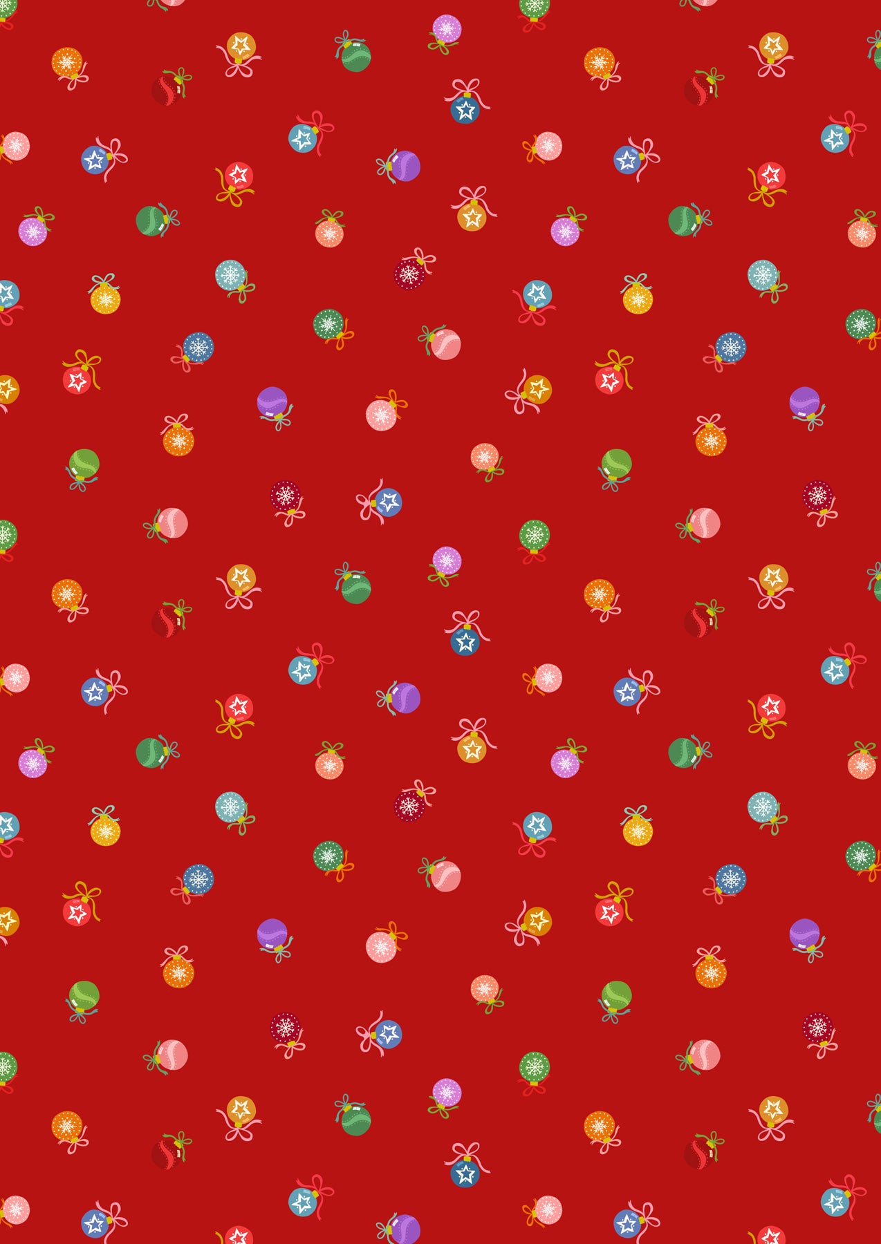 Baubles on red (with gold metallic) - Lewis & Irene