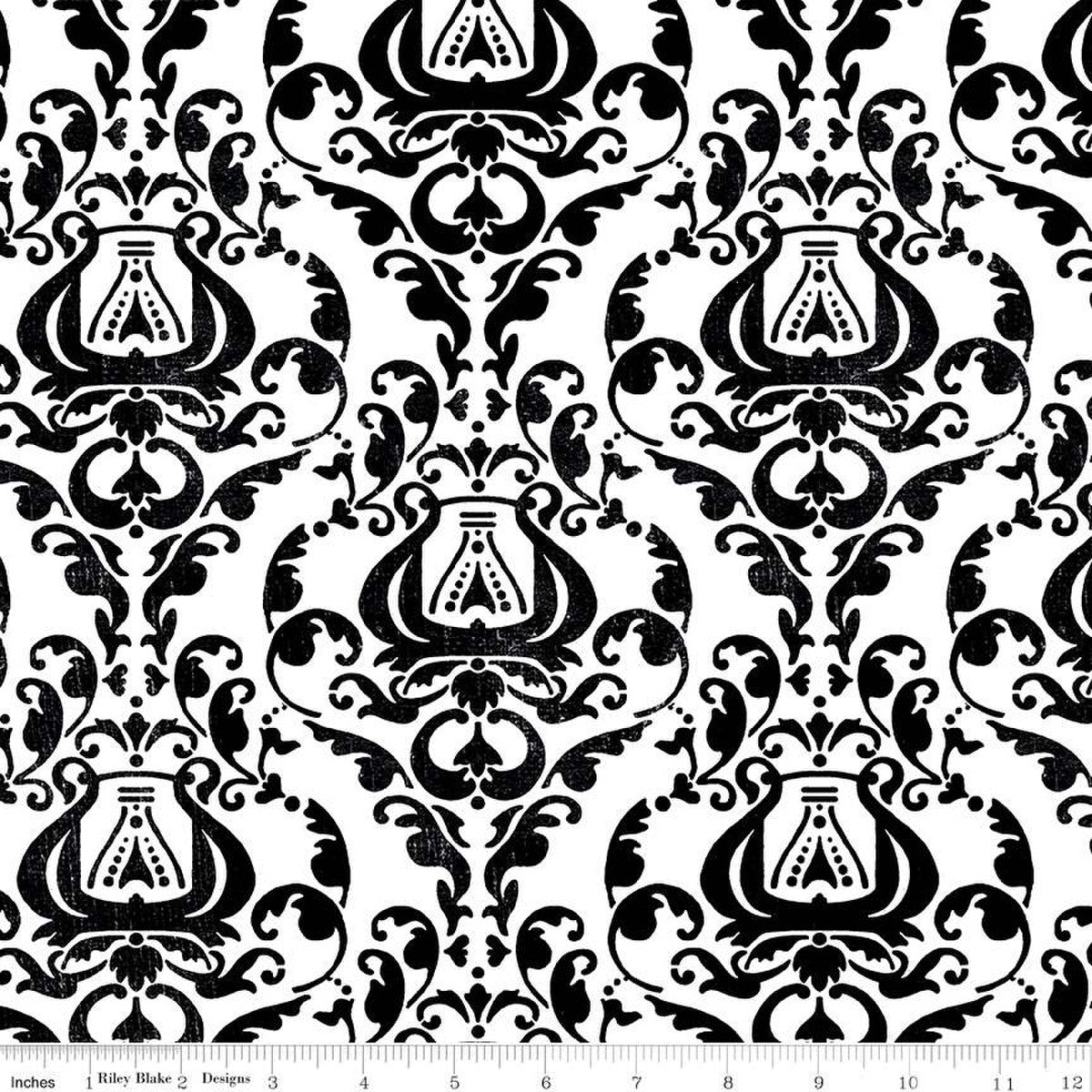 Distressed Damask White Queen Of We'en by Riley Blake - Sold by the 1/4yd