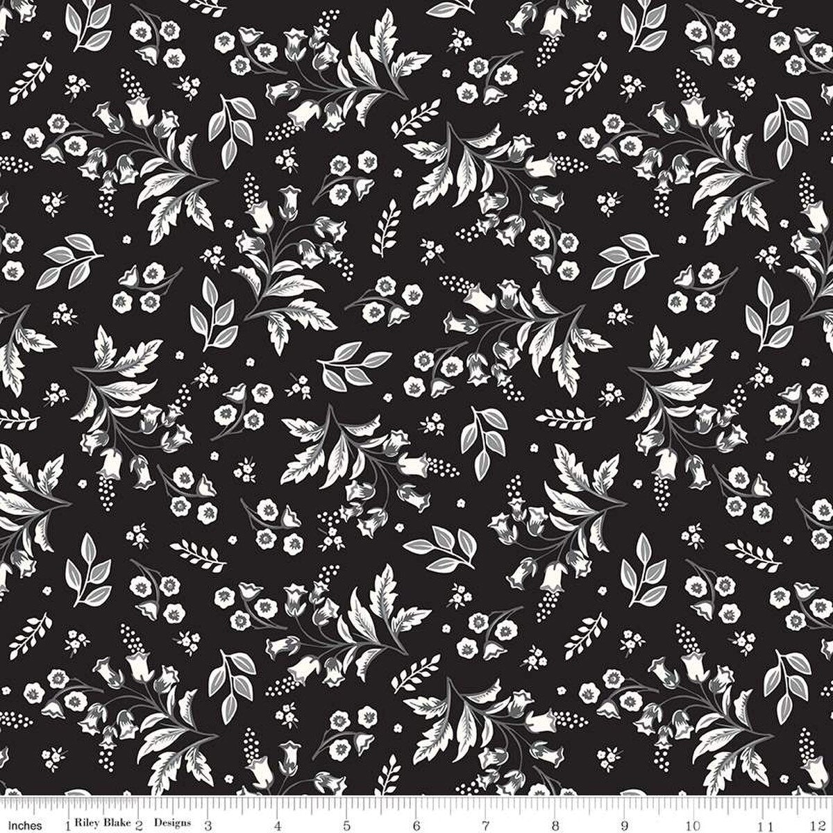 Midnight Meadow Stems Black - Riley Blake Designs