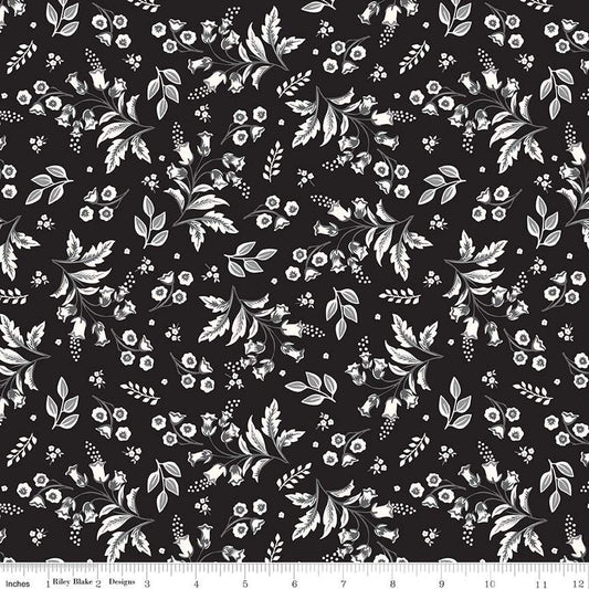 Midnight Meadow Stems Black - Riley Blake Designs
