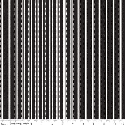 Midnight Meadow Stripes Black - Riley Blake Designs