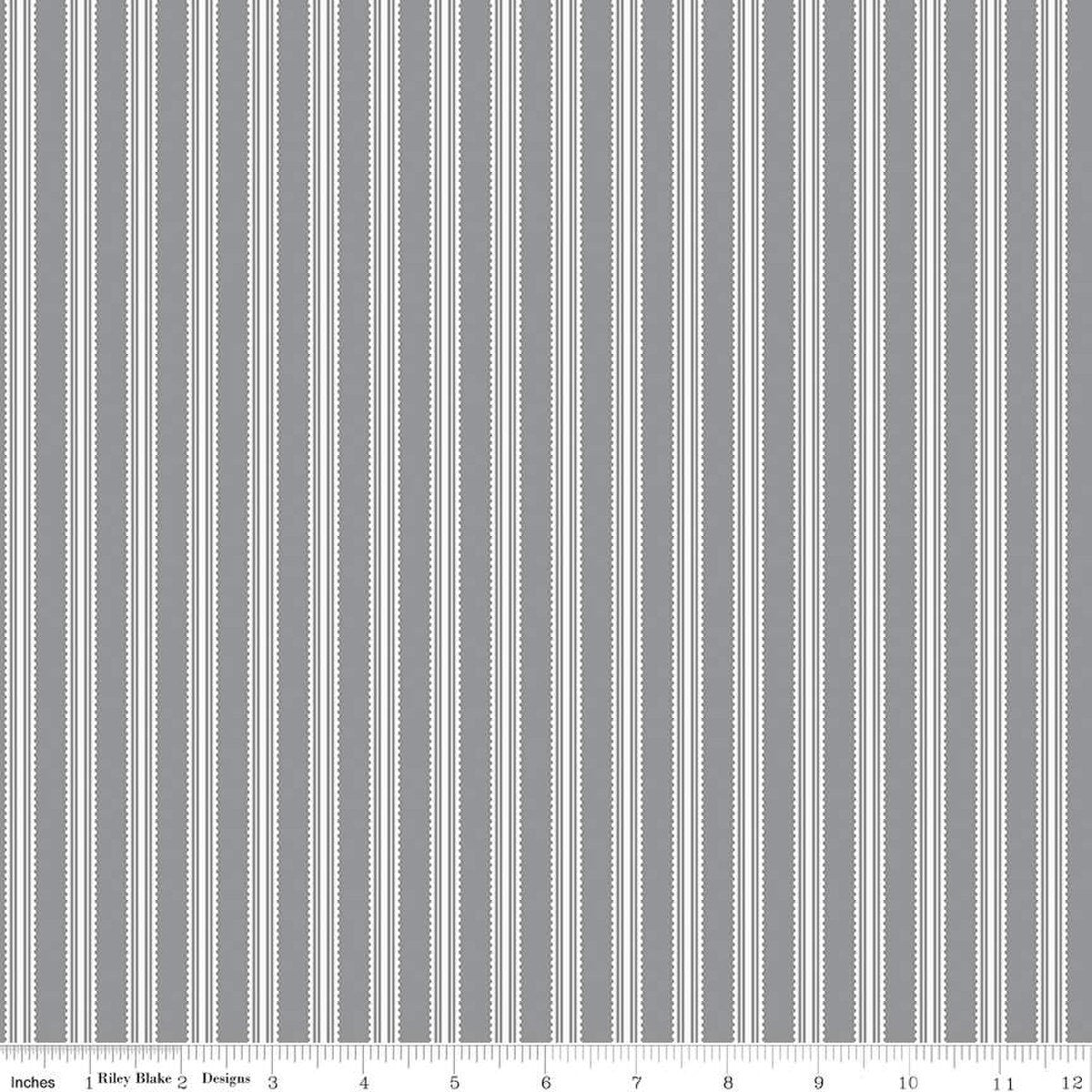 Midnight Meadow Stripes Gray - Riley Blake Designs