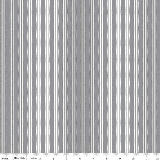 Midnight Meadow Stripes Gray - Riley Blake Designs