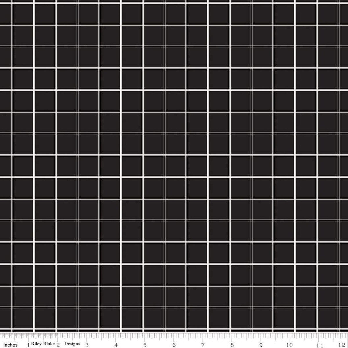 Midnight Meadow Grid Black - Riley Blake Designs