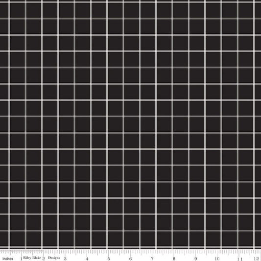 Midnight Meadow Grid Black - Riley Blake Designs