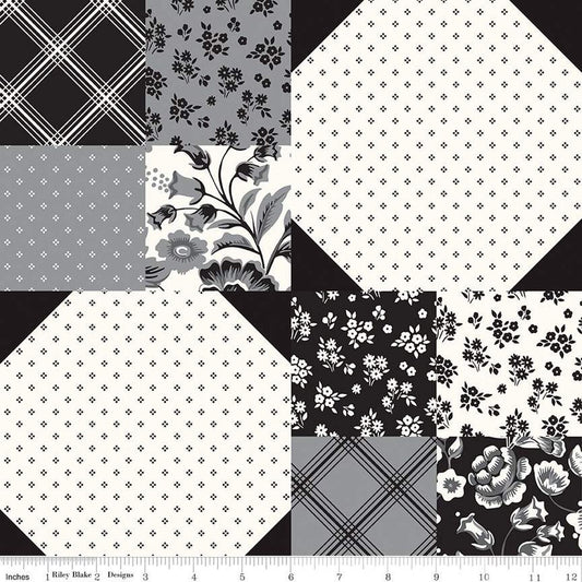Midnight Meadow Cheater Print Cream Panel - Riley Blake Designs