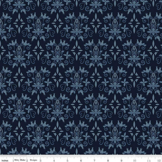 Curated Blooms Damask Midnight - Riley Blake Designs