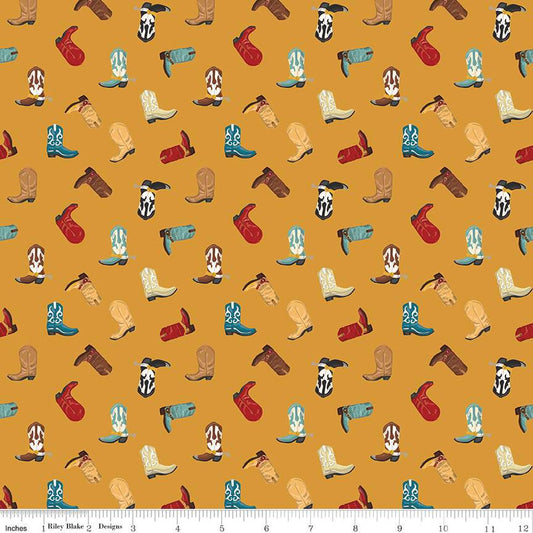 Cowboys Boots Ochre - Riley Blake Designs