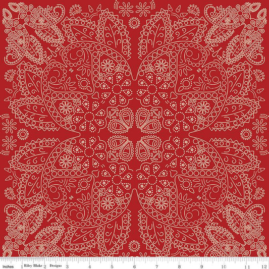 Cowboys Bandana Barn Red - Riley Blake Designs