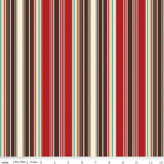 Cowboys Stripes Barn Red - Riley Blake Designs