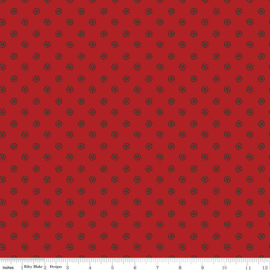 Cowboys Circle Stars Barn Red - Riley Blake Designs