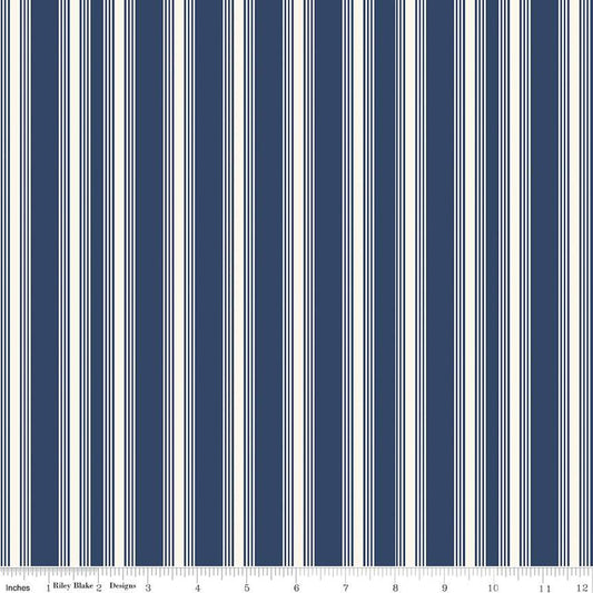 Freedom Garden Stripes Blue - Riley Blake Designs
