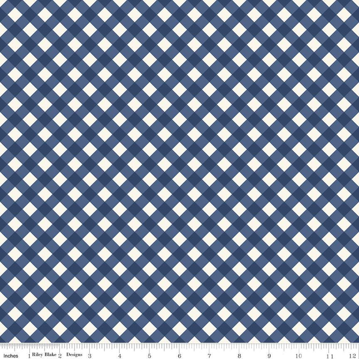 Freedom Garden Gingham Blue - Riley Blake Designs