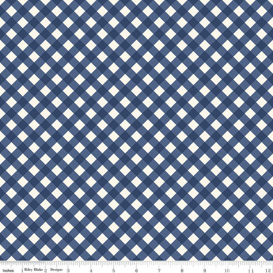Freedom Garden Gingham Blue - Riley Blake Designs