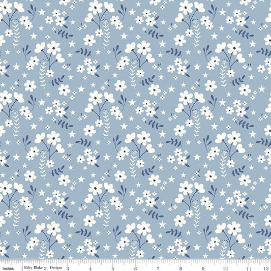 Freedom Garden Ditsy Floral Sky - Riley Blake