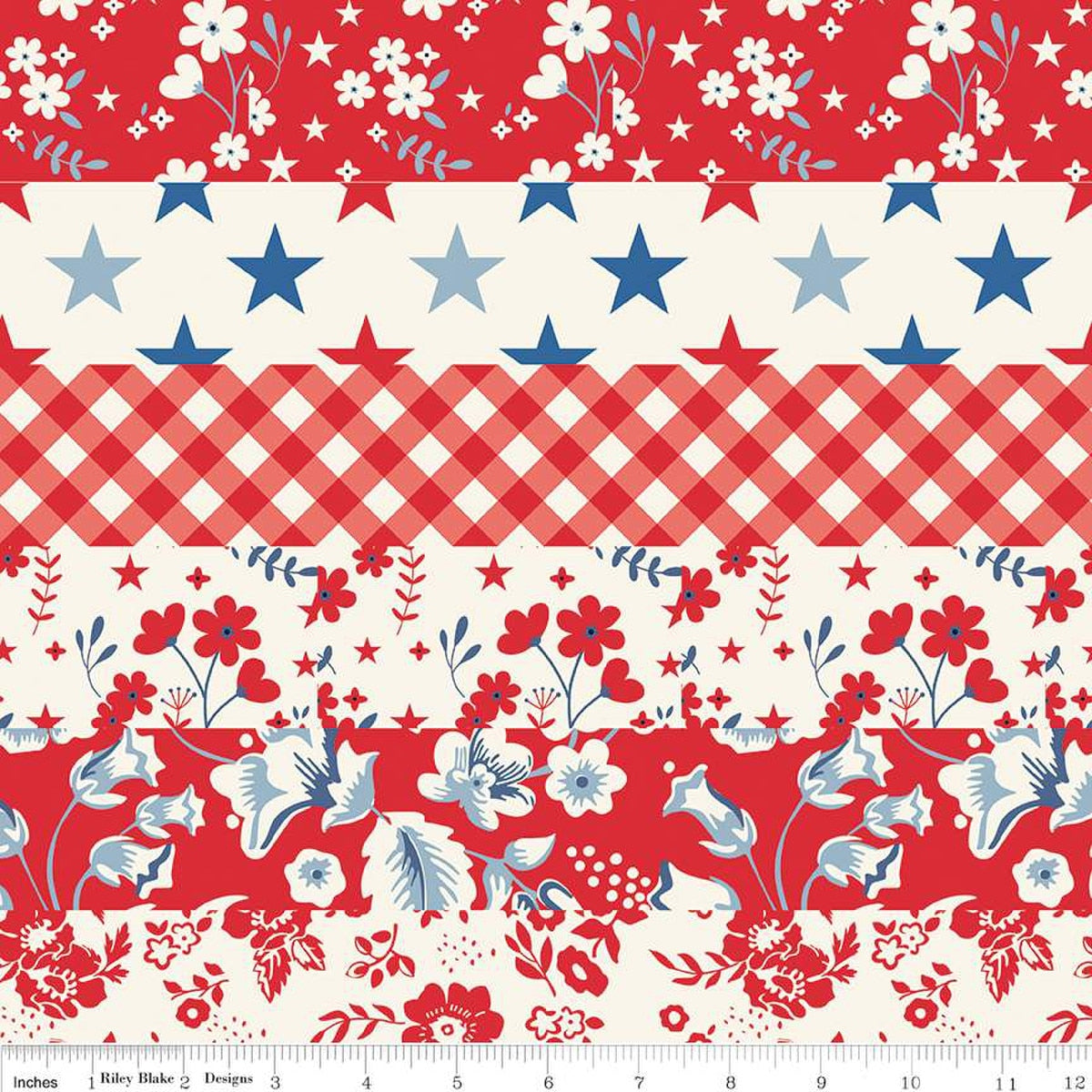 Freedom Garden Cheater Print Red - Riley Blake Designs