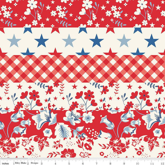 Freedom Garden Cheater Print Red - Riley Blake Designs