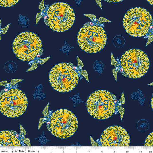 FFA Forever Blue 2 Badge Toss Navy - Riley Blake Designs