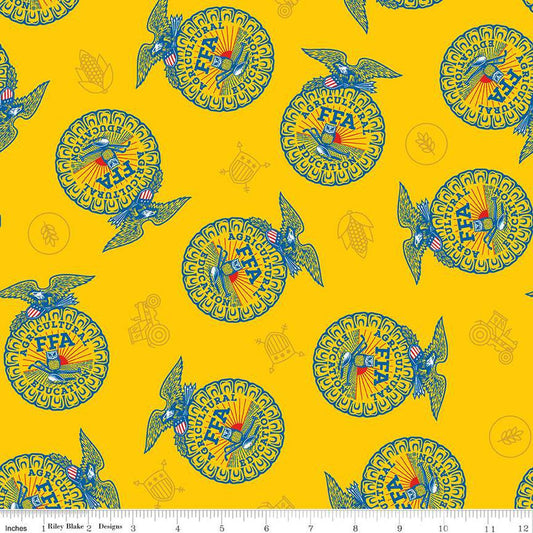 FFA Forever Blue 2 Badge Toss Yellow - Riley Blake Designs