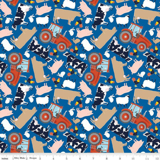 FFA Forever Blue 2 Animals Blue - Riley Blake Designs