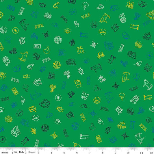 FFA Forever Blue 2 Icons Green - Riley Blake Designs