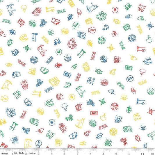FFA Forever Blue 2 Icons White - Riley Blake Designs