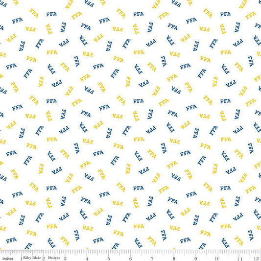 FFA Forever Blue 2 Logo Toss White - Riley Blake Designs